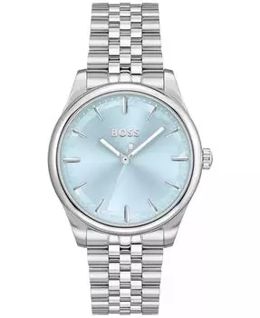 Женские изящные кварцевые базовые часы из нержавеющей стали 36 мм Hugo Boss, серебро