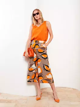 Женские капри из вискозы с эластичным поясом и узором LCWAIKIKI Classic