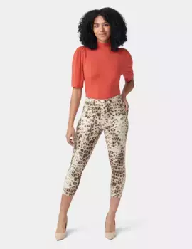 Женские капри с высокой талией и леопардовым принтом Hue, бежевый