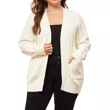 Женские кардиганы больших размеров, легкие свитера с длинными рукавами и открытыми передними карманами Agnes Orinda, цвет Apricot