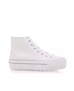 Женские кеды из парусины с высоким берцем и объемным полом Mustang, светло-серый