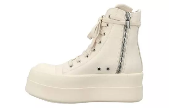 Женские кеды Rick Owens высокие на платформе, бежевый