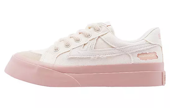 Женские кеды с низким верхом бежевого/розового цвета Warrior