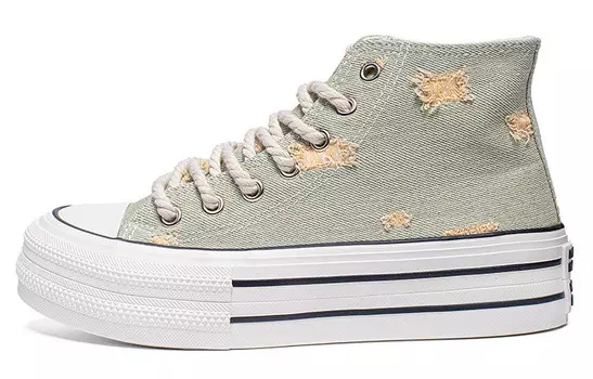 Женские кеды с высоким берцем пастельно-желтого цвета Warrior