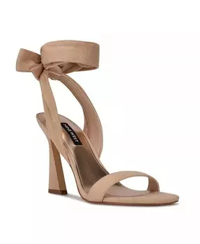 Женские классические босоножки Kelsie на каблуке с запахом до щиколотки Nine West, бежевый