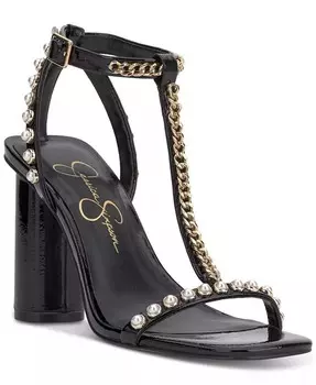 Женские классические босоножки Siven на высоком каблуке с Т-образным ремешком и украшением Jessica Simpson, черный