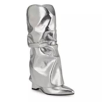 Женские классические ботинки Nine West Amazin с острым носком и высоким голенищем, цвет Silver