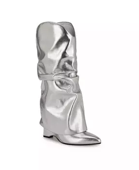 Женские классические ботинки с острым носком Amazin и высоким голенищем Nine West, серебро