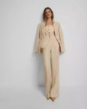 Женские классические брюки экрю бордовые полоски Silbon, цвет Burdeos