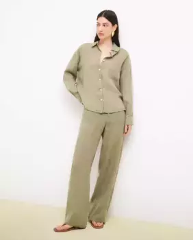 Женские классические брюки из 100% льна Tintoretto, цвет Kaki