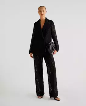 Женские классические брюки с прозрачной вышивкой Scalpers, черный