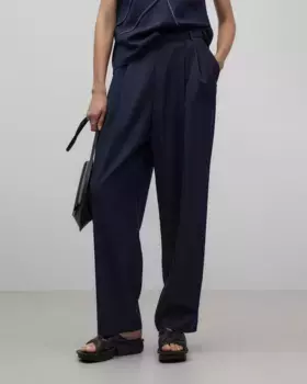 Женские классические брюки строгого кроя с отстрочкой Adolfo Dominguez, темно-синий