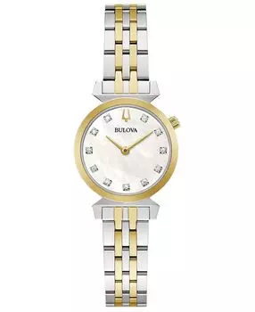 Женские классические часы Regatta с двухцветным браслетом из нержавеющей стали с бриллиантами, 24 мм Bulova