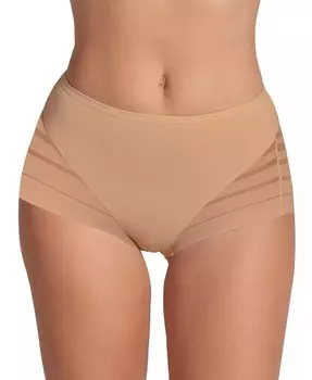 Женские классические корректирующие трусики с невидимыми полосками и кружевом Leonisa, бежевый