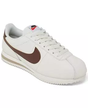 Женские классические кожаные повседневные кроссовки Cortez от Finish Line Nike, цвет Sail, Khaki, White, Cacao Wo