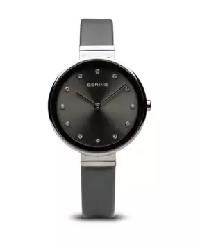 Женские классические наручные часы 34 мм с кожаным браслетом 12034-609 Bering, черный