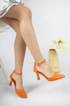 Женские классические повседневные удобные и стильные туфли на остром каблуке с ремешком на щиколотке Dione Guaranteed MUGGO, оранжевый