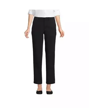 Женские классические прямые брюки-чинос со средней посадкой до щиколотки Lands' End, черный