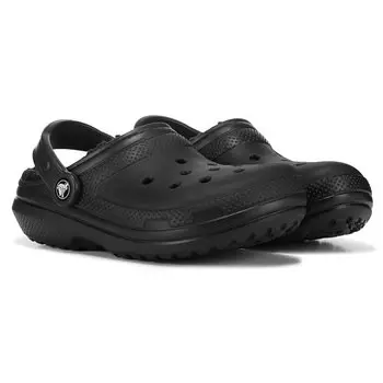 Женские классические сабо с пушистой подкладкой Crocs, черный