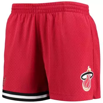 Женские классические шорты Jump Shot из твердой древесины Mitchell & Ness Red Miami Heat