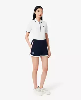 Женские классические теннисные шорты из эластичного пике Lacoste, тёмно-синий