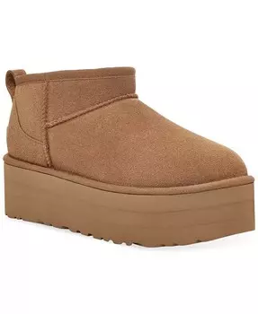 Женские классические ультрамини-ботильоны на платформе UGG®, коричневый
