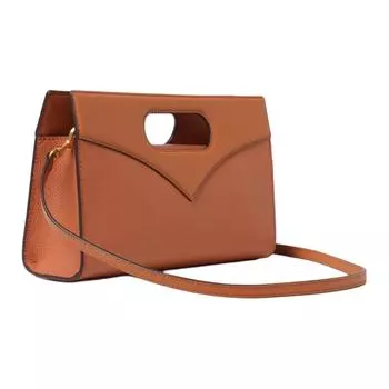 Женские клатчи-трубы из тисненой кожи, коньячного цвета MCM