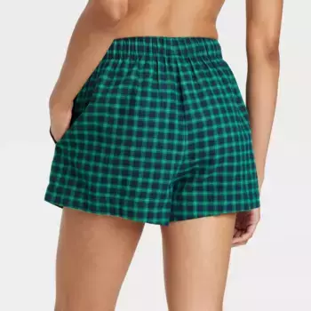 Женские клетчатые фланелевые пижамные шорты - Auden, цвет Green