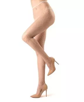 Женские колготки макси в сетку стрейч с открытой сеткой MeMoi, тан/бежевый