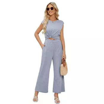 Женские комбинезоны с круглым вырезом спереди и открытой спиной с короткими рукавами MISSKY, цвет Light Grey