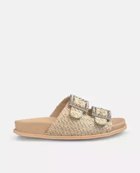 Женские комфортные босоножки на плоской подошве с застежкой на пряжке и закругленным носком Alma en Pena, цвет Marrn claro