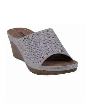 Женские комфортные босоножки на танкетке Atlanta с шипами GC Shoes, синий