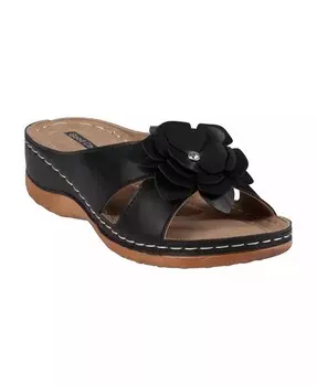 Женские комфортные сандалии Joy Flower Rosette GC Shoes, черный