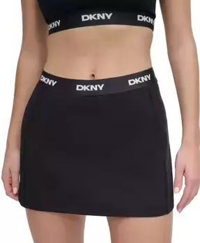 Женские компрессионные шорты-юбка Balance с логотипом на поясе DKNY, черный