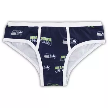 Женские концепты Спортивные темно-синие трусики Seattle Seahawks с принтом по всей поверхности и трикотажными трусиками