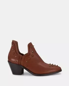 Женские коричневые ботильоны с острым носком, заклепками и блочным каблуком Micuir, коричневый