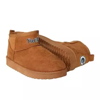 Женские коричневые ботинки с логотипом команды Green Bay Packers FOCO Fuzzy Fan Boots