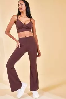 Женские коричневые колготки-клеш в рубчик 2YZK5-12555-18 XHAN, коричневый