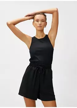 Женские короткие черные шорты широкого кроя Koton