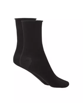 Женские короткие однотонные хлопковые носки с закатанной манжетой Punto Blanco, черный