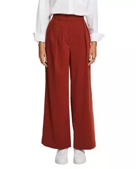 Женские костюмные брюки плиссе с вискозой Esprit, коричневый