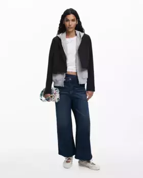 Женские ковбойские джинсы фларе с комбинированной отделкой Desigual, синий