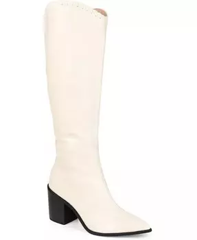 Женские ковбойские сапоги Daria Wide Calf до колена Journee Collection, слоновая кость/кремовый