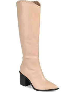 Женские ковбойские сапоги Daria Wide Calf до колена Journee Collection, коричневый/бежевый