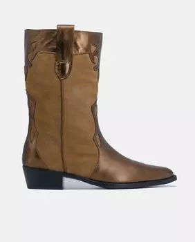 Женские ковбойские сапоги из комбинированной кожи Toral, бронзовый