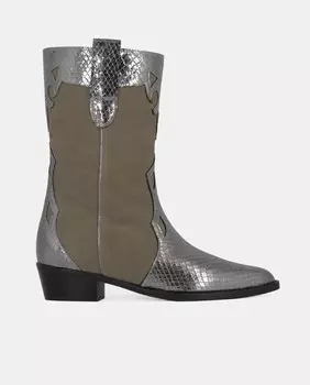 Женские ковбойские сапоги из металлизированной кожи Toral, серебро