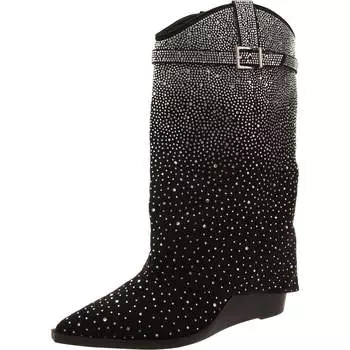 Женские ковбойские сапоги Joe-R со стразами и квадратным носком, в стиле вестерн Madden Girl, цвет black multi