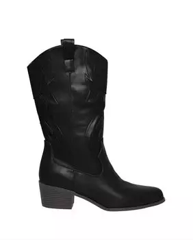 Женские ковбойские сапоги с эффектом кожи Pieces, черный