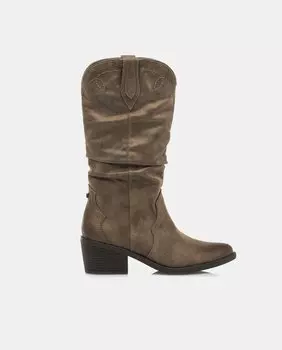 Женские ковбойские сапоги с вышивкой и блочным каблуком Mustang, бежевый