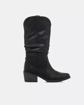 Женские ковбойские сапоги с вышивкой и блочным каблуком Mustang, черный